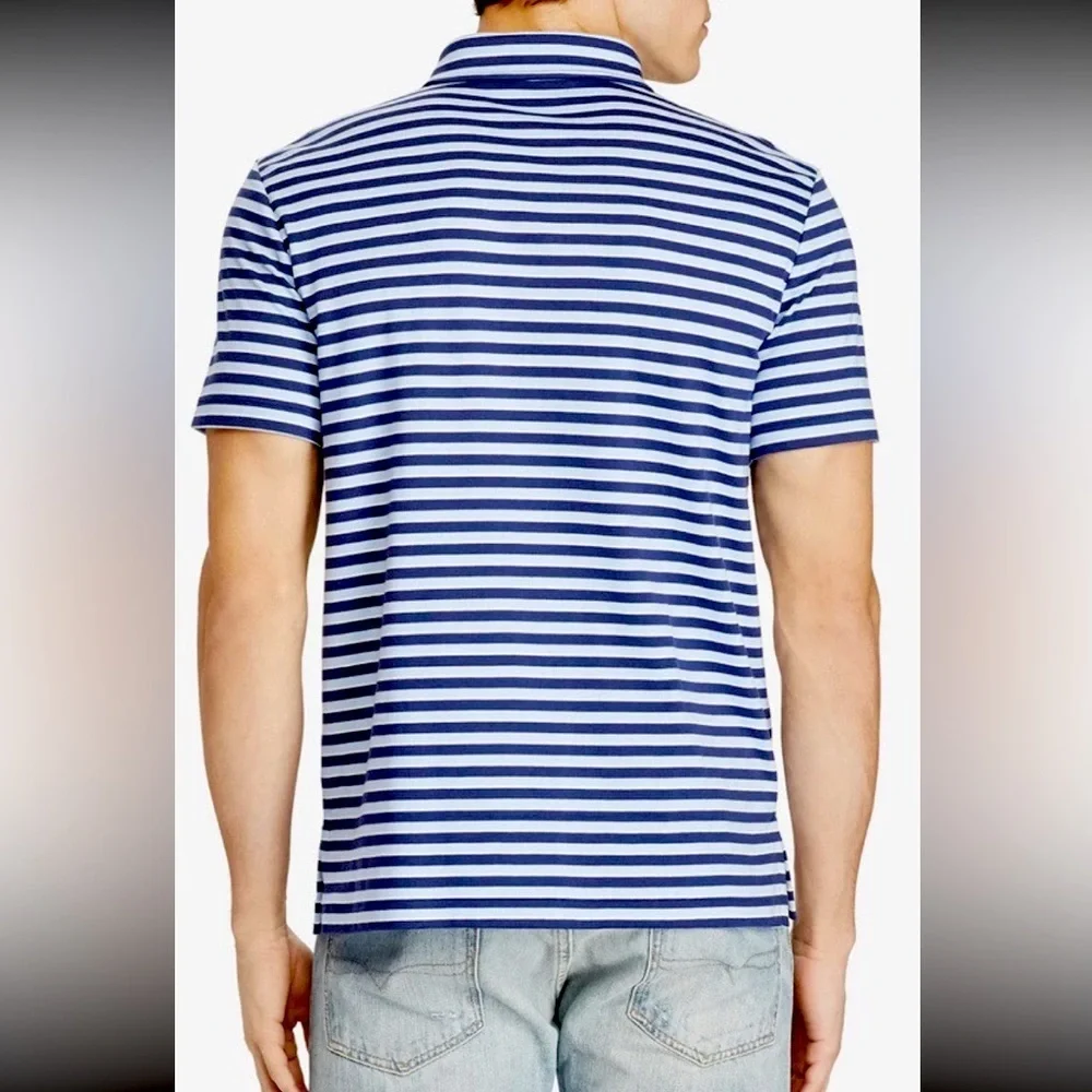 Polo Ralph Lauren Classic Fit Striped Polo Shirt - Size L, Navy & Light Blue